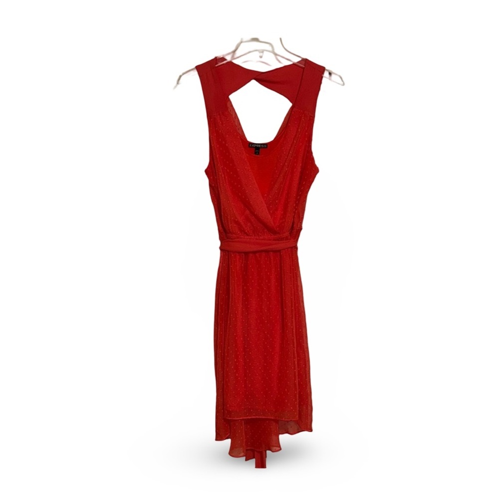 Express Orange Sleeveless Dress Swiss dot size medium.